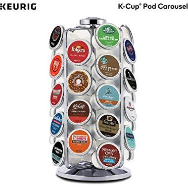 Keurig Storage Carousel, Coffee Pod Storage, Holds up to 36 Keurig K-Cup Pods, Silver