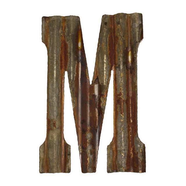 Farmhouse Rustic 12" Wall Decor Corrugated Metal Letter -M