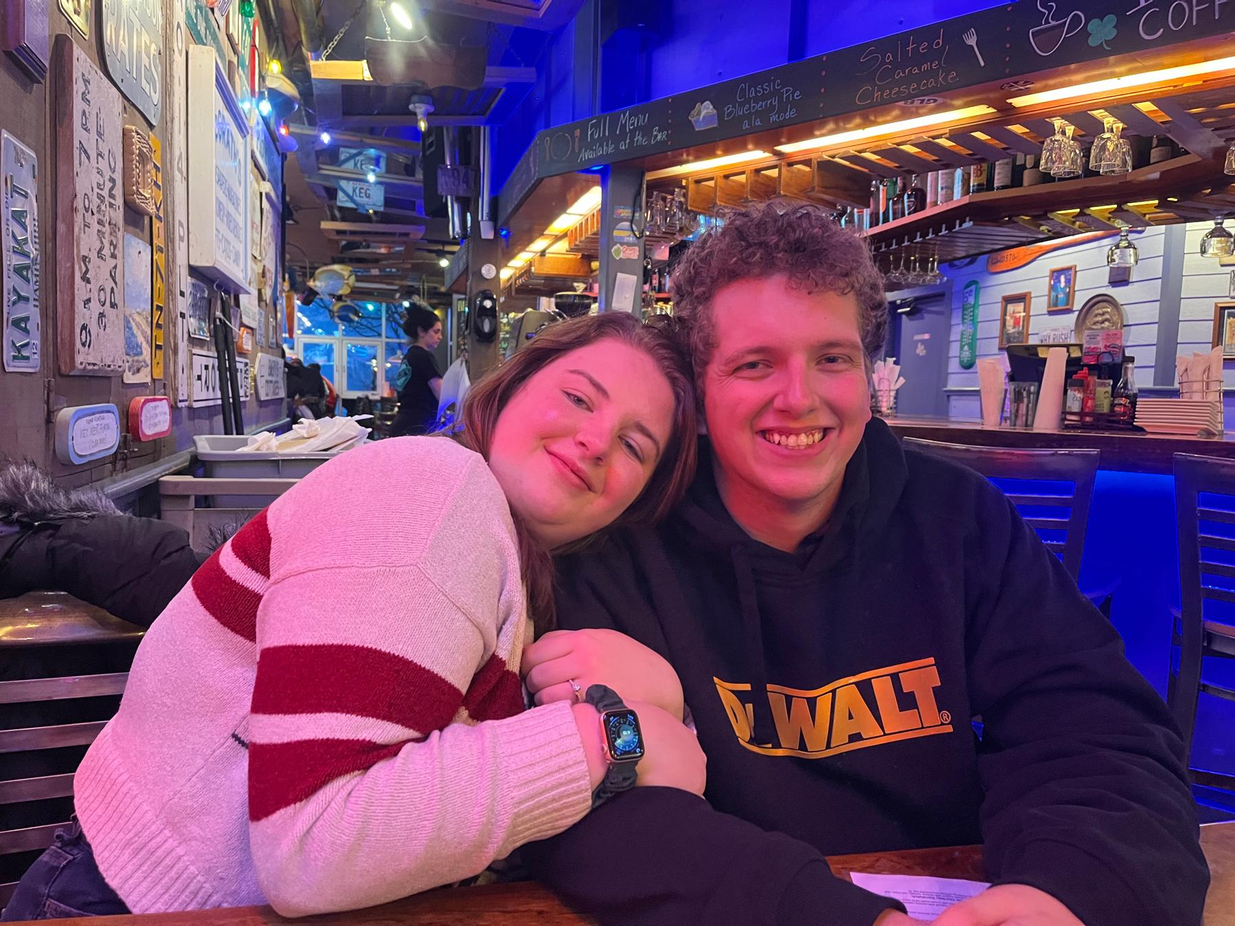 The day we got engaged! We celebrated at Geddys in Bar Harbor