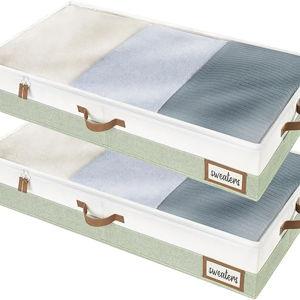 StorageWorks Large Under Bed Storage Containers with Handles and Label Holder, 2 Pack Ultra-thick Fabric Underbed Bins, Closet Organizer for Clothes, Blankets, Sweater
