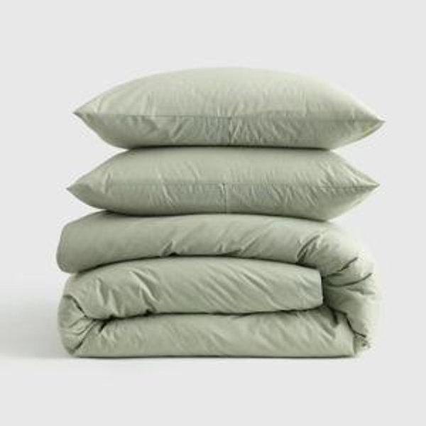 Classic Organic Percale Duvet Cover Set - Full/Queen - Sage