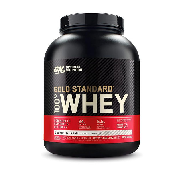 Optimum Nutrition Gold Standard 100% Whey Protein Powder, Cookies and Cream, 4.65 Pound(Pack of 1) (Packaging May Vary)
