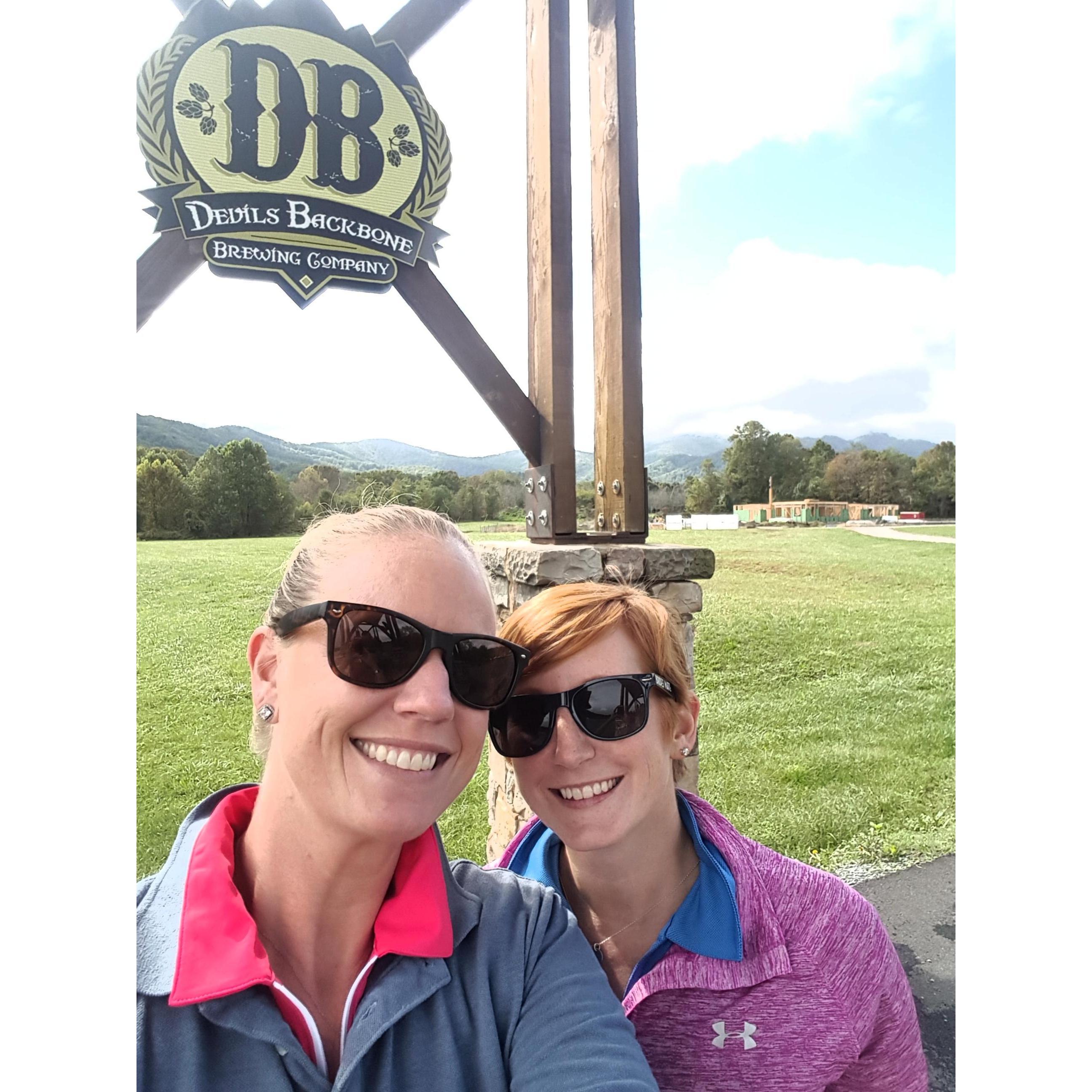 Enjoying one of our favorite breweries on our first anniversary trip