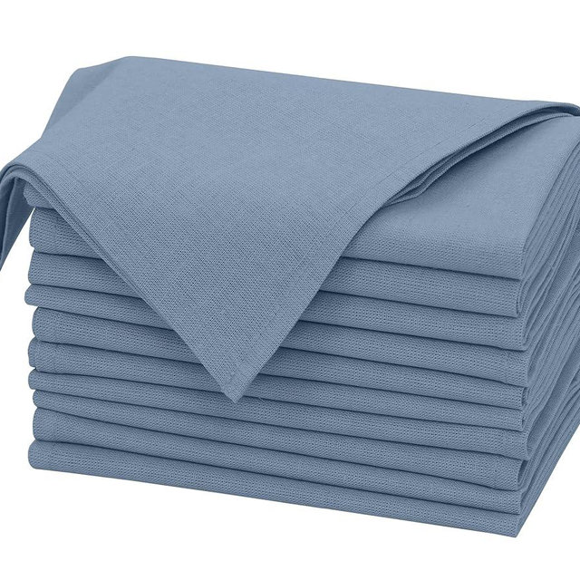 Ruvanti Linen Napkins Set of 12, 18x18 Cloth Napkins, Cotton Linen Blend Napkins Cloth Washable, Soft, Reusable Dinner Napkins for Wedding, Parties, Christmas, Thanksgiving, Everyday Use - Grey