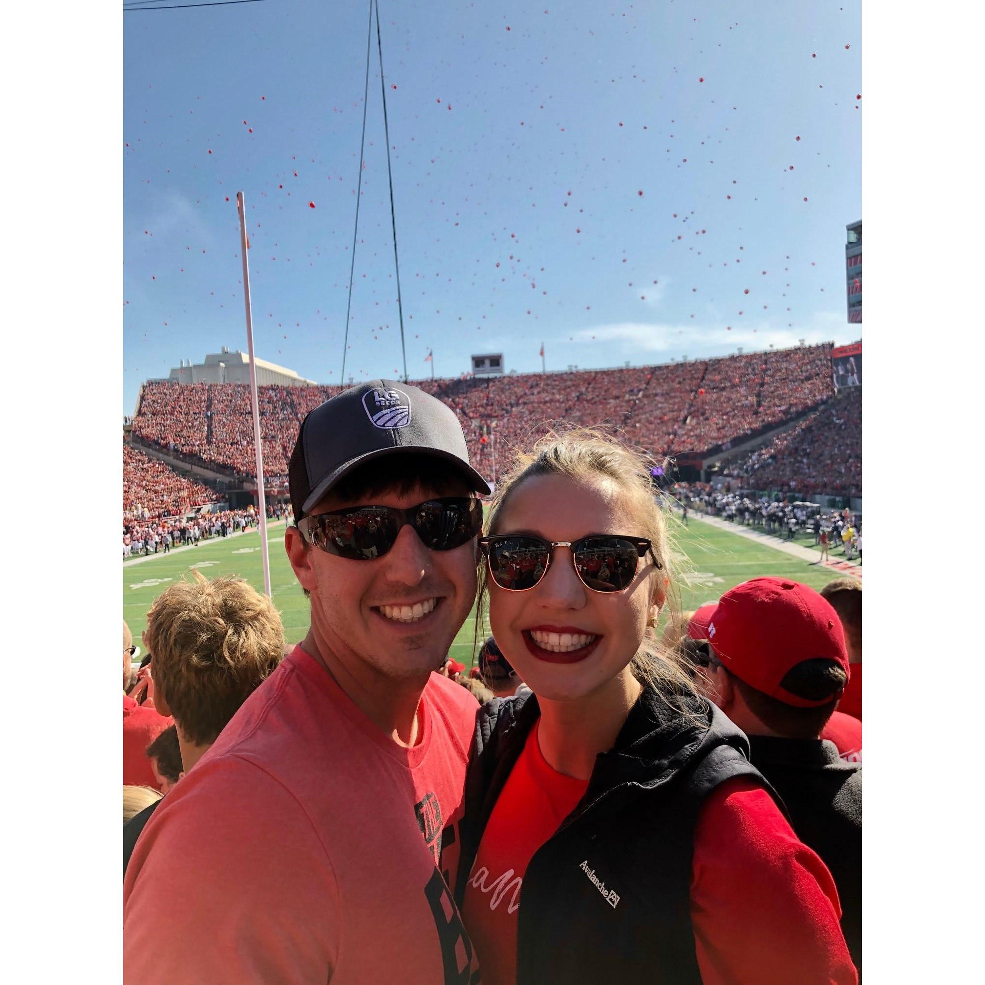 Taken the weekend before he proposed. Huskers Won too.