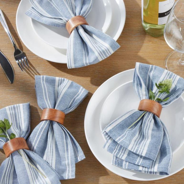 Acacia Wood Napkin Ring Set of 12
