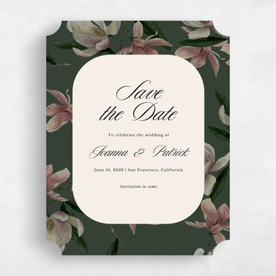 Green Ticket Wedding Save the Date - Gratia Portrait