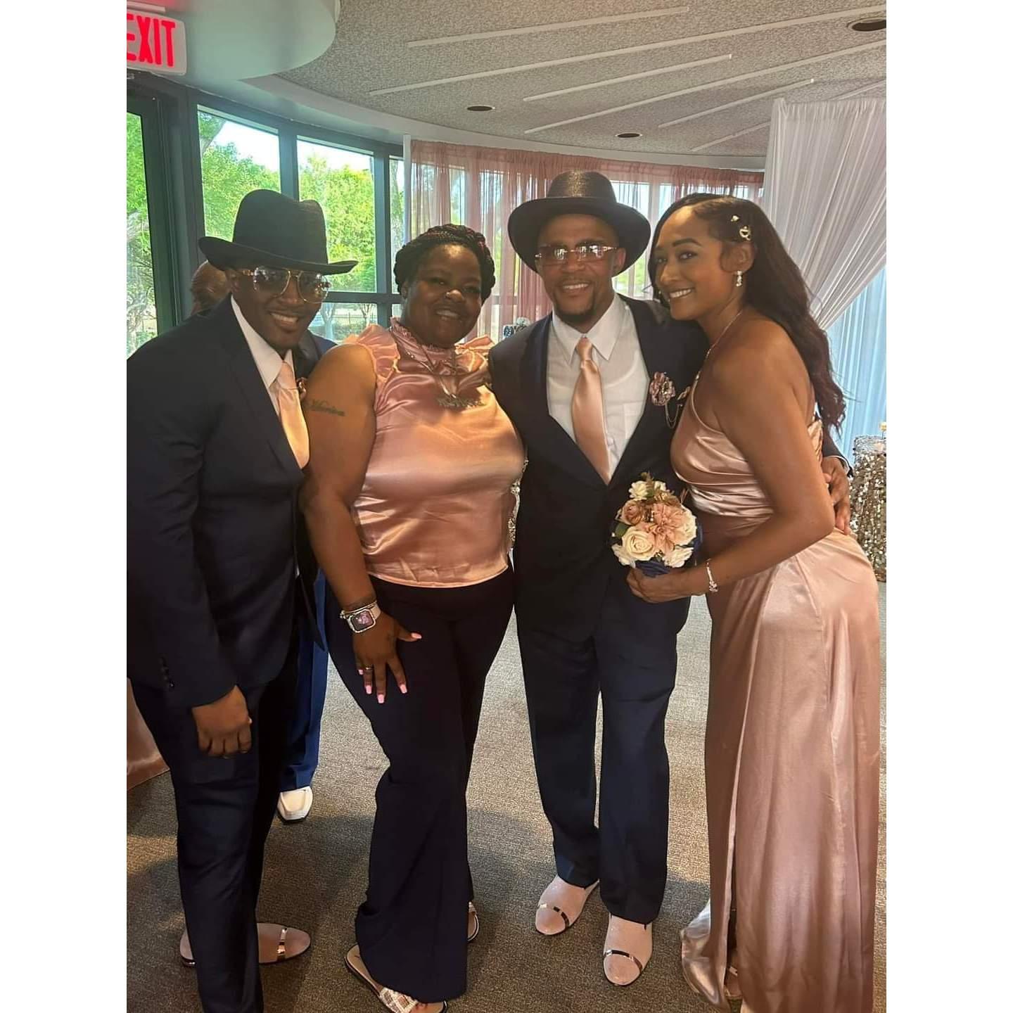 Terrell II, NeNe, DeMarcus, & Sonsee at Jamar wedding