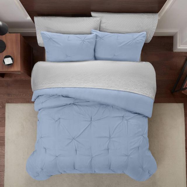 7pc King Simply Clean Pleated Bed in a Bag Light Blue - Serta