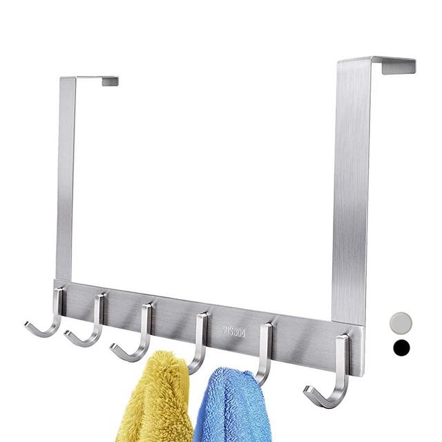 Over The Door Hook,FLE 6 Hooks of SUS 304 Stainless Steel Heavy Duty Hanger Rack for Coat,Towel,Bag,Robe