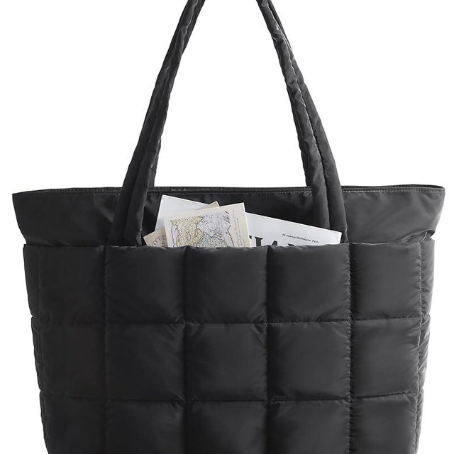 BAGSMART Expandable Tote Bag for Women, Zipper Puffer Work Tote with Water-Resistant Quilted, Nurse and Carry-On Travel Bag