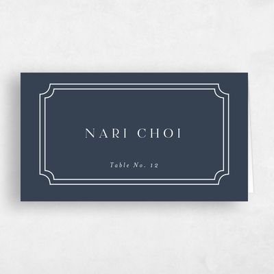 Grayed Navy, Blue Wedding Place Card - Visby