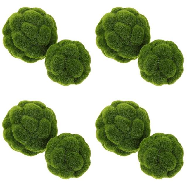 Cabilock 8pcs Green Moss Balls Decorative for Centerpiece Bowls Simulated Moss Balls Artificial Plant Moss Balls Ornament for Garden Wedding Party Decoration(3.9in/4.7in)