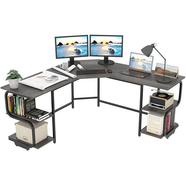 Teraves Modern L Shaped Desk with Shelves,Computer Desk/Gaming Desk for Home Office,Corner Desk with Large Desktop