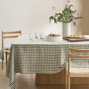 European Linen Tablecloth in Olive Gingham