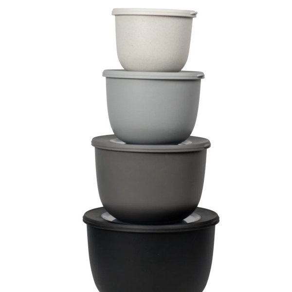 Wheat Straw Stackable Mixing Bowl Set with Lids (Set of 4) - Taupe