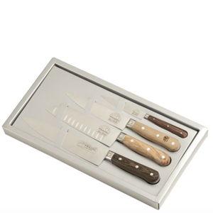 Mixed Wood Kitchen Knives, Set of 4