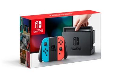 Nintendo Switch with Neon Blue and Neon Red Joy-Con