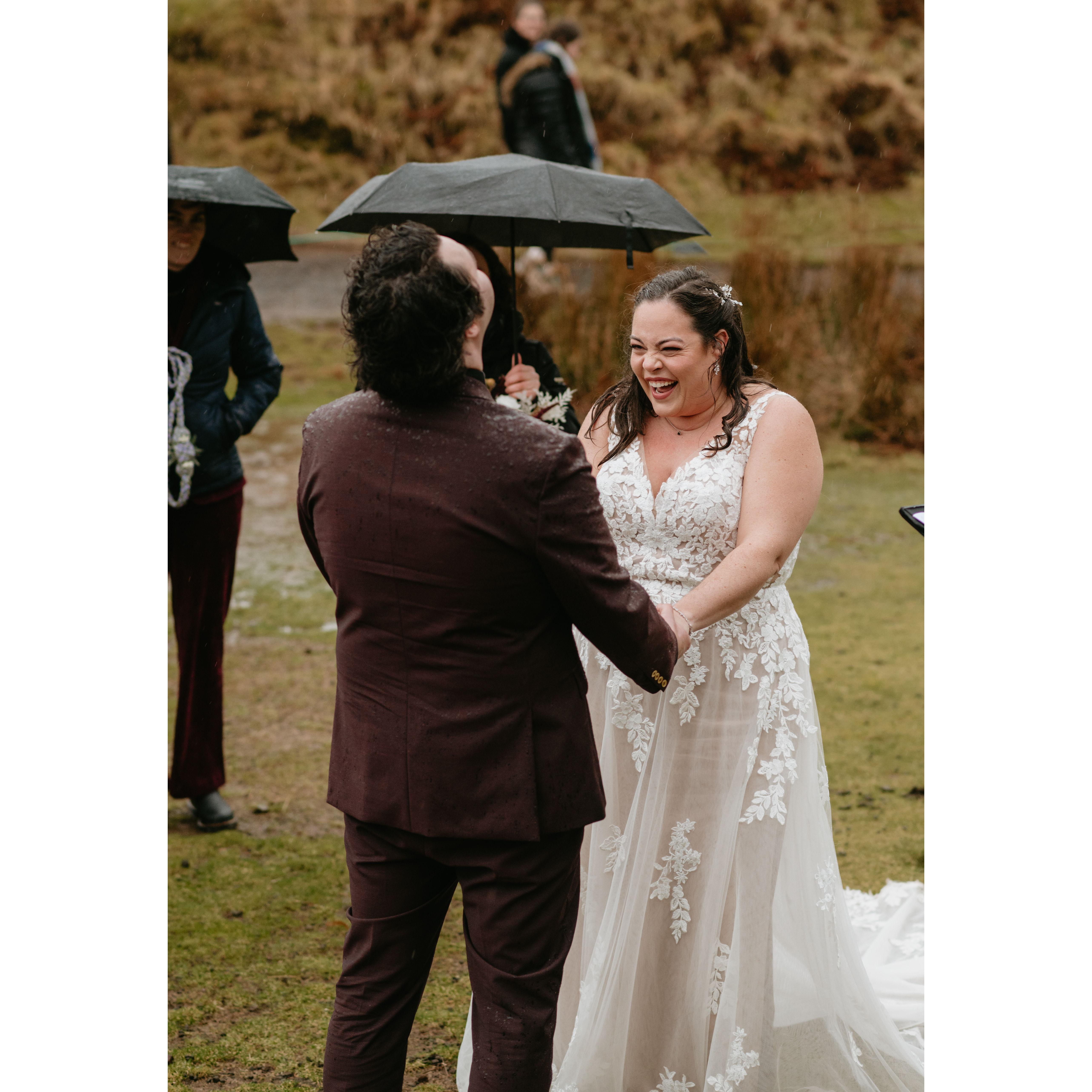 This was the moment our officiant, Mike, surprised us with lines in his script where he used a lyric from "This Love" by "our lord and savior" Taylor Swift.