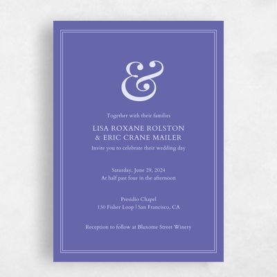 Dusty Blue Wedding Invitation - Verona Portrait