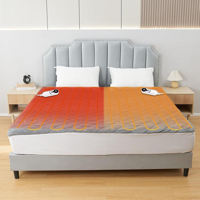 RALYSUN Electric Mattress Pad Queen Size 60"x80",6 Heating Levels & 1-10 Hour Auto Shut Off,Warm and Soft Comfort Fabric with 15 Inch Deep Pocket,Machine Washable,Gray