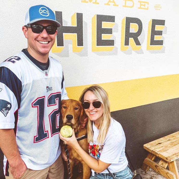 We love watching football together. While I'll always be a Saints fan the verdicts out for me to wear a Patriots jersey for some gamedays