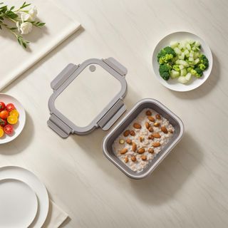 Stoneware Container with Glass Lid, Set of 2