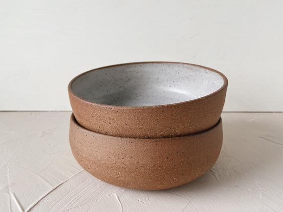 Shallow Speckled Ceramic Bowl - Low Stoneware Bowl - Kitchen - Handmade Dinnerware - Eyre Ceramics