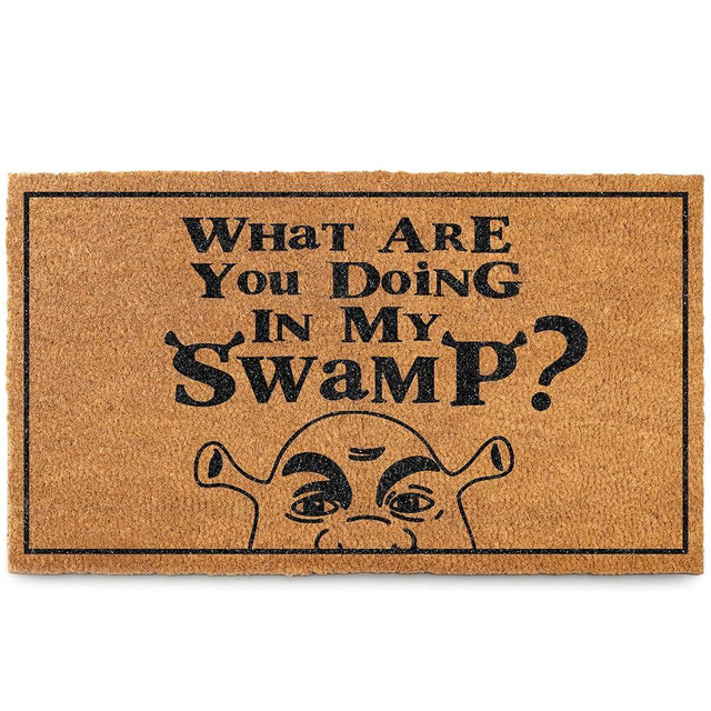 What are You Doing in My Swamp Doormat 30x17 Inch, Get Out of My Swamp Welcome Mat for Covered Outdoor Area, Funny Nerd Gift, Geek Decor, Geek Door Mat, Nerdy Décor