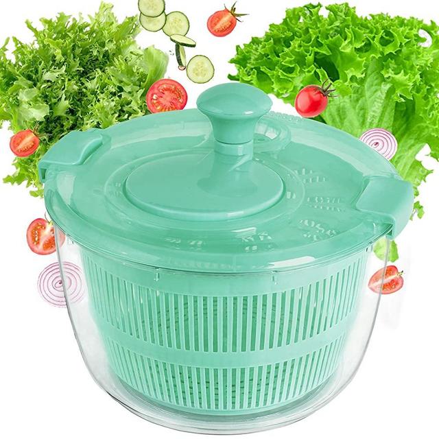 LIANGKEN Salad Spinner 5L, Lettuce Spinner Large - Detachable for Cleaning, Multifunction Vegetable Washer Dryer(Quick Dry) - Salad Mixer Bowl With Non-slip Pad, Secure Lid Lock & Rotary Handle