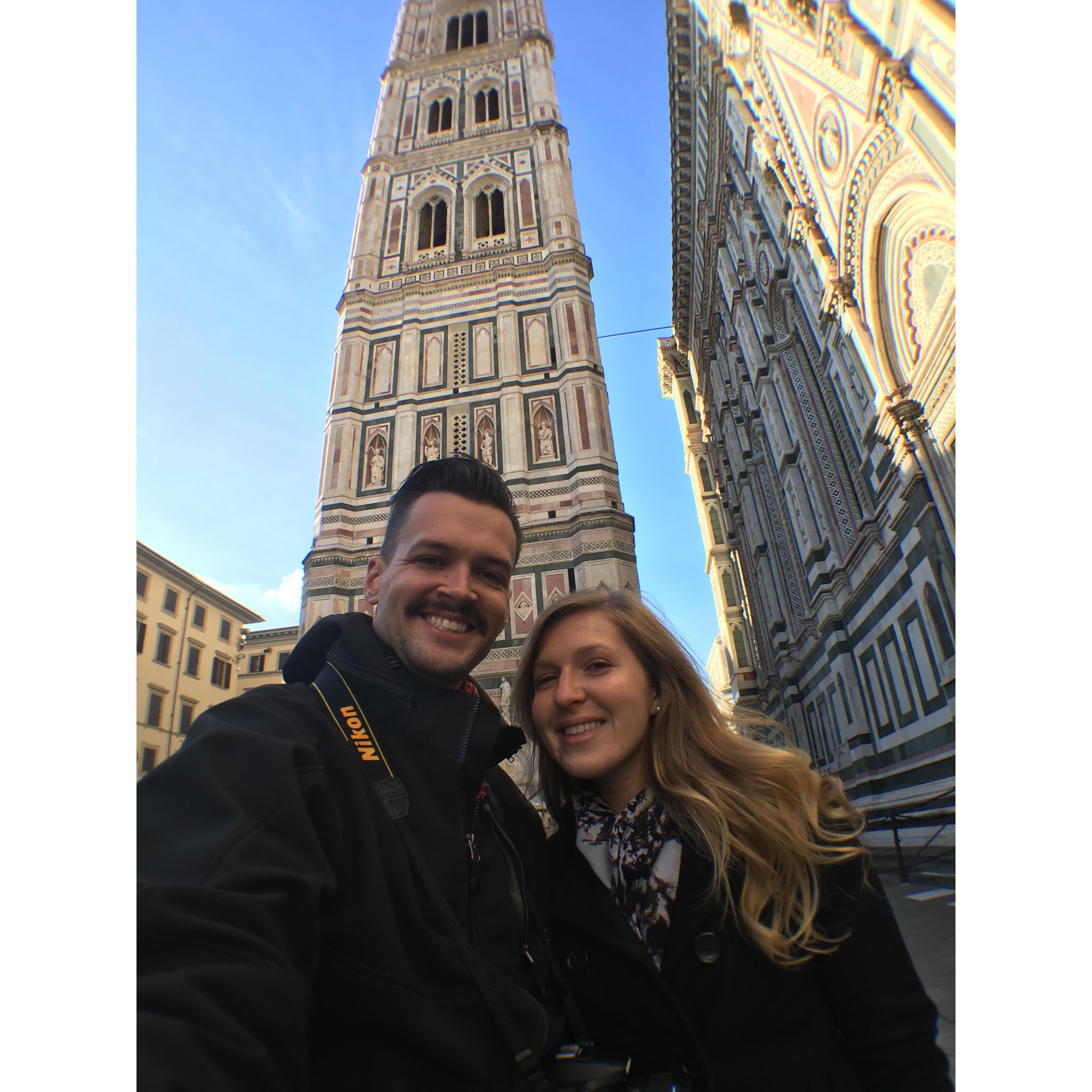 This photo is from Thanksgiving 2015 at the Duomo in Florence, Italy. Liz was very excited to show Michael around where she studied abroad in 2012, right after which she started dating Michael.