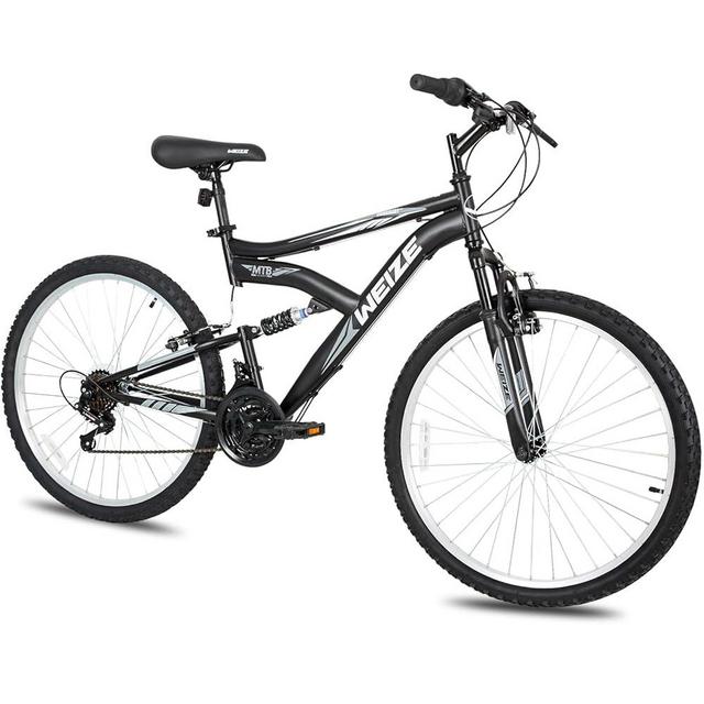 WEIZE Mountain Bike, 26 inch Outdoor Cycling Bike,18-Speed/High-Carbon Steel/Dual Full Suspension, Adjustable Ergonomic Seat for Men Women Adult, MTB Bicycle with Suspension Fork, Black/Blue/Red/White