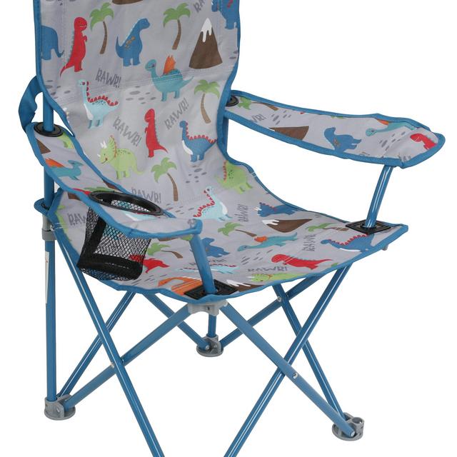 Crckt Folding Camp Chair for Kids with Lock (125lb Capacity), Multi-Color Dino Print