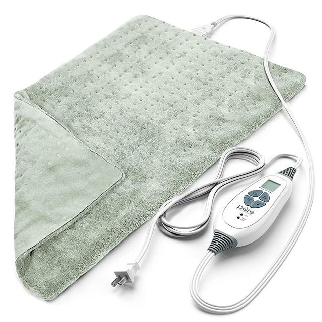 Pure Enrichment® PureRelief™ XL (12" x 24") Electric Heating Pad for Back Pain - 6 InstaHeat™ Settings, Machine-Washable, Soft Microplush, 2-Hour Auto Shut-Off, & Storage Bag (Zen Green)