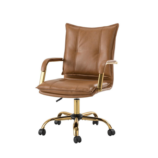 Patrizia Tufted Ergonomic Task 0ffice Chair High Back Executive Swivel Chair for Living Room and Office Room| ARTFUL LIVING DESIGN-CAMEL
