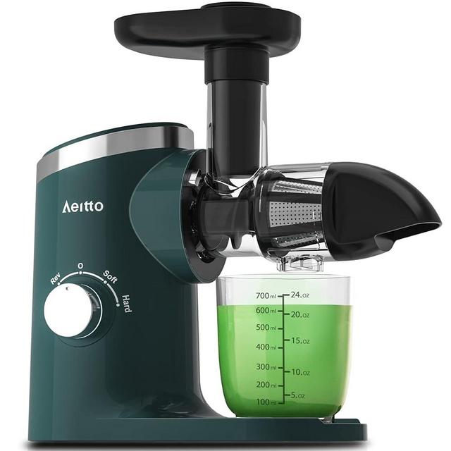 Cold Pressed Juicer Machine,Aeitto Juier, Masticating Jucer Machines, with Triple Modes,Reverse Function & Quiet Motor, Easy to Clean with Brush, Recipe for Vegetables And Fruits, Green