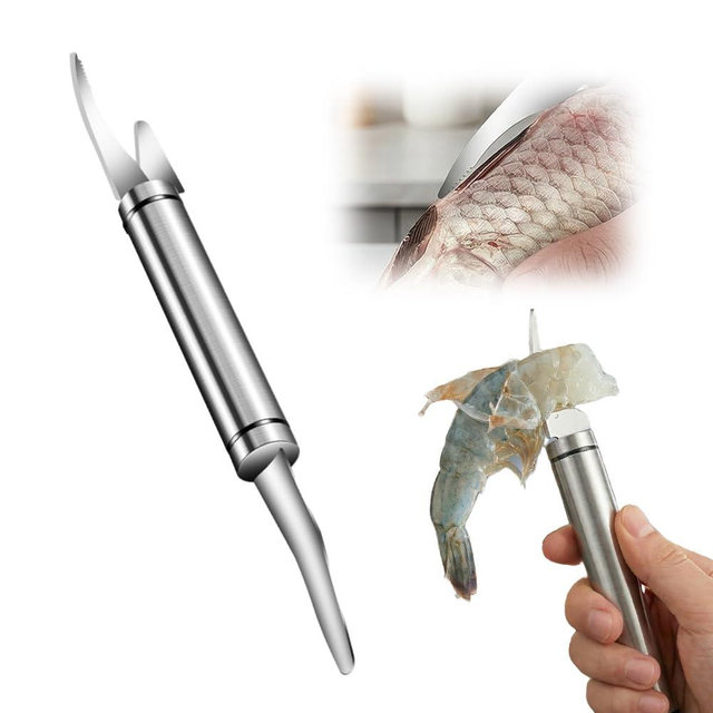 Shrimp Deveiner Tool, 5 In 1 Multifunctional Shrimp Line Fish Maw Knife, Stainless Steel Shrimp Deveiner Tool Fish Scale Remover, Portable Shrimp Cleaning Tool for Kitchen (1 PCS)