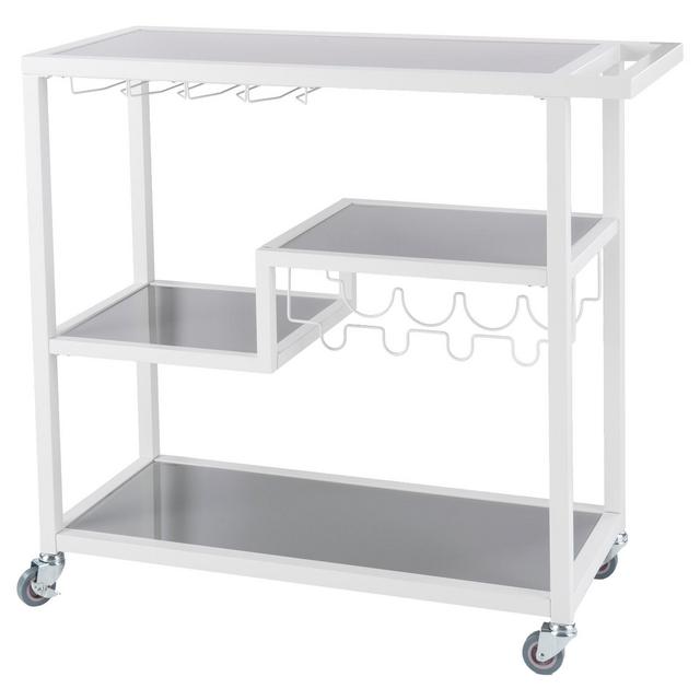 Zephs Bar Cart White With Smoky Gray - Holly & Martin