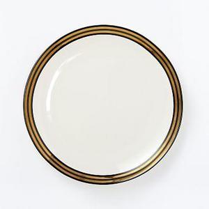 Fishs Eddy Gilded Plate, Black Thick Striped Band