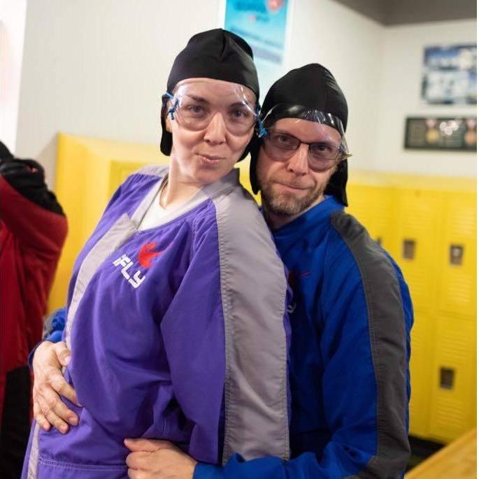Indoor skydiving. The hope is we'll look this great on either/both of our wedding days.