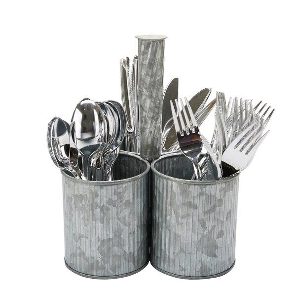 Lines Galvanized 3 Section Flatware Caddy
