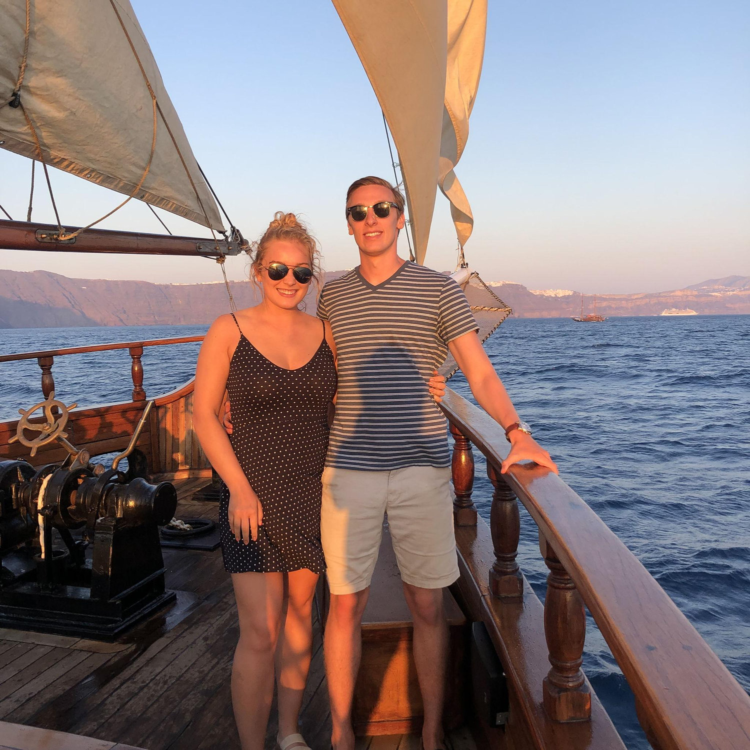 Santorini, Greece Sunset Boat Tour in 2019! We fell in love with the island of Santorini, and this trip heavily influenced our desire to get married in Greece!