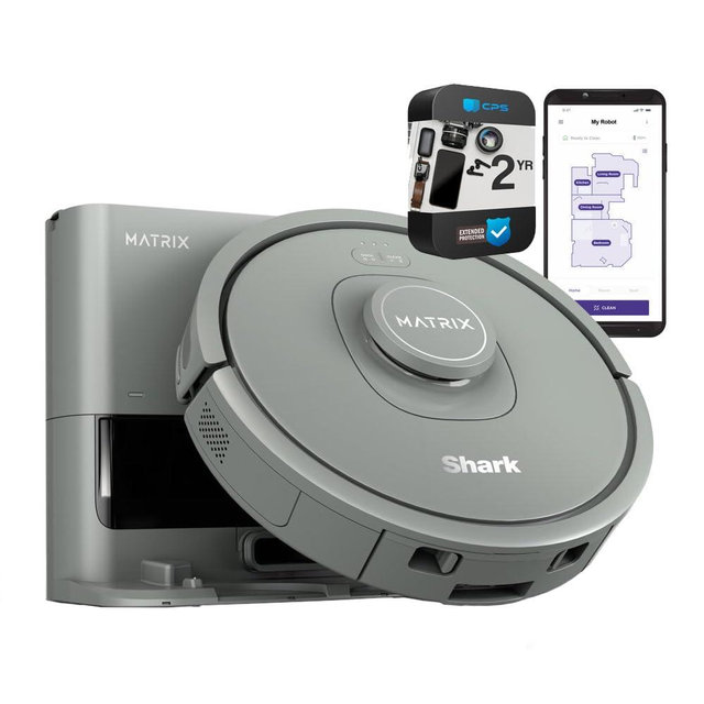 Shark RV2300S Matrix Self-Empty Robot Vacuum Bundle with 2 YR CPS Enhanced Protection Pack, Black, CRTE99SRKRV2300SRB (Renewed)