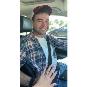 This was in the car right after Zach proposed!
