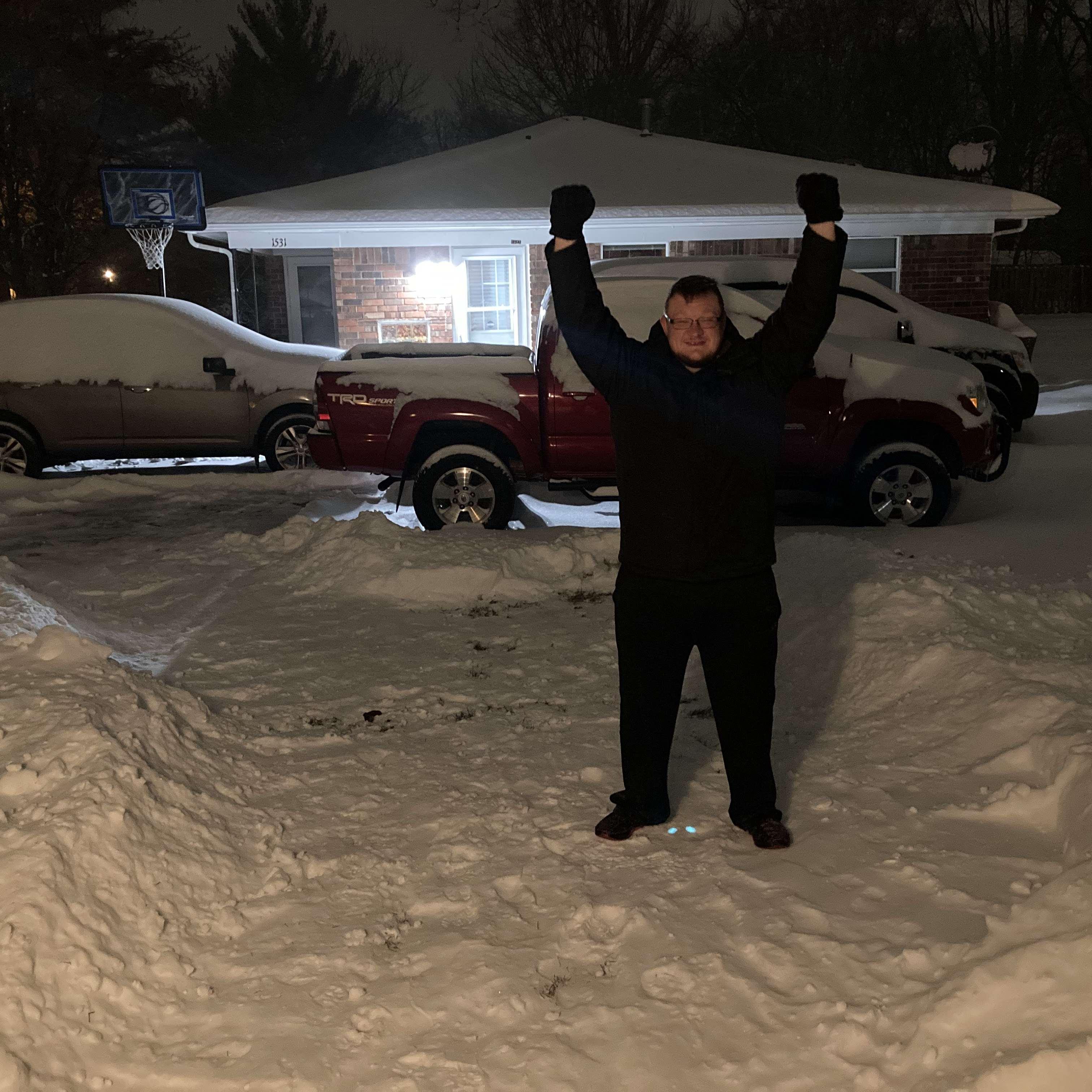 We conquered snowpocalypse and made a path for Dakota to pee.