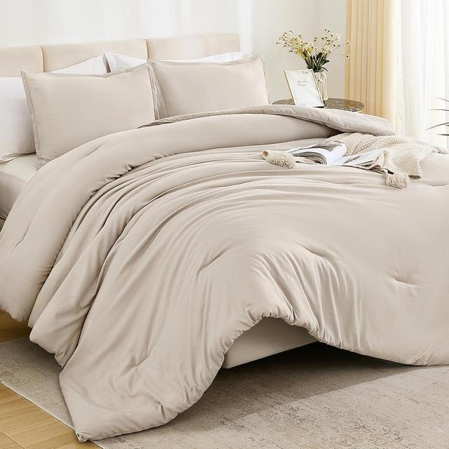 Litanika Comforters Tannish Grey King Size, 3 Pieces Lightweight Solid Bedding Set & Collections, All Season Fluffy Bed Set (104x90In Comforter & 2 Pillowcases)