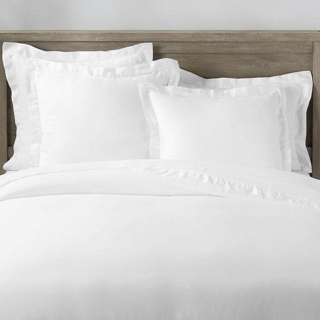 Belgian Linen Tencel Double Flange Duvet, Full/Queen, White