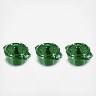 Ceramic Mini Round Cocotte/Ramekin, Set of 3