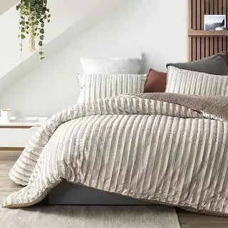 Velvet Crush - Coma Inducer Oversized Duvet Cover - Ridged Silvery Beige - Queen