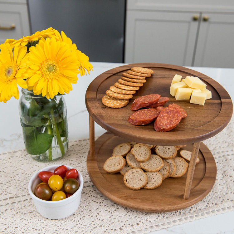 Lipper, 2 Tier Acacia Wood Lazy Susan | Zola